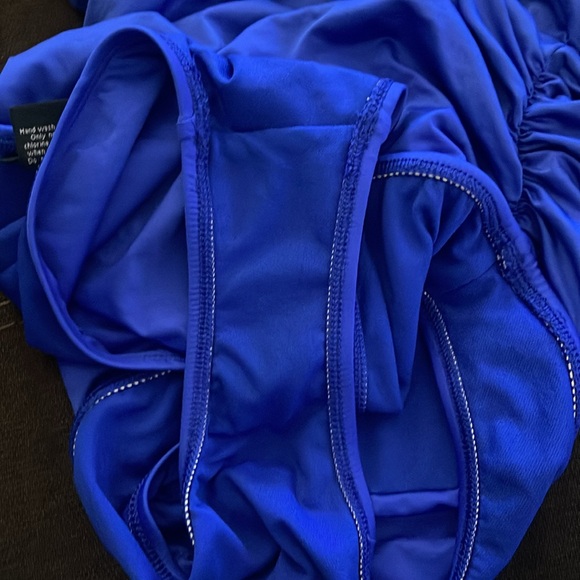 10 Apt. 9 Royal Cobalt Blue Ruched Ruffle Hem Swim Skirt Bottoms Swimsuit Bikini - Picture 6 of 7